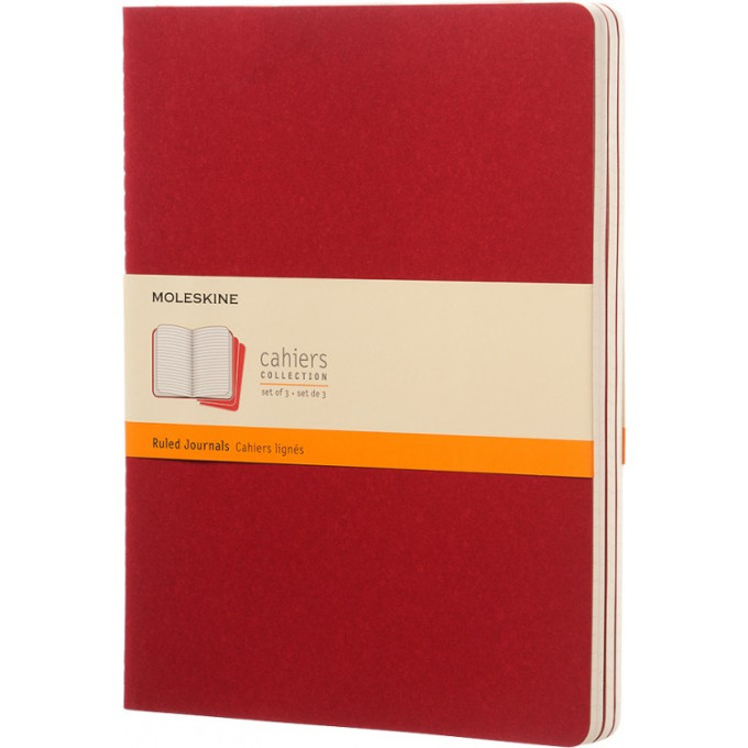 Блокнот MOLESKINE CAHIER JOURNAL XLARGE, линейка, клюквенный CH121
